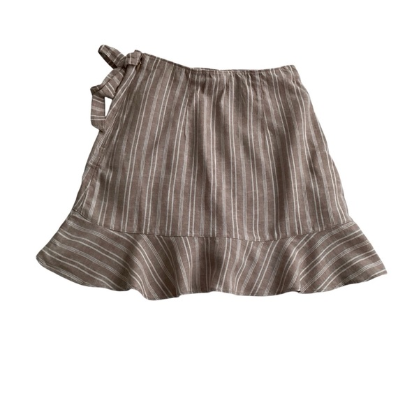 Abercrombie & Fitch Wrap Skirt Sz S Brown Striped Mini Ruffle Romantic Y2K 90s - Picture 2 of 10